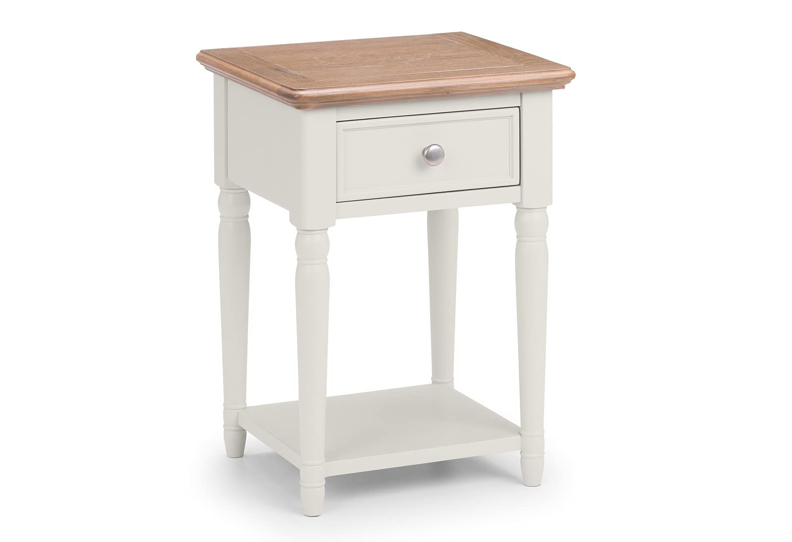 Julian Bowen Provence Grey Lacquer Lamp Table - Single Drawer - Limed Oak Effect Top