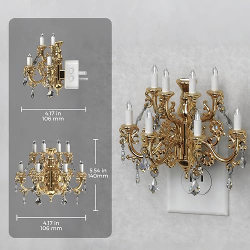 Image of L LOHAS LED Night Lights Plug into Wall,Crystal Chandelier Candle,Vintage