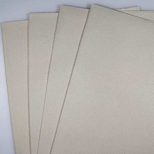 Image of KCS 4 pc of 12 inch x 18 inch 14CT Counted Cotton Aida Cloth Cross Stitch Fabric (Ecru)