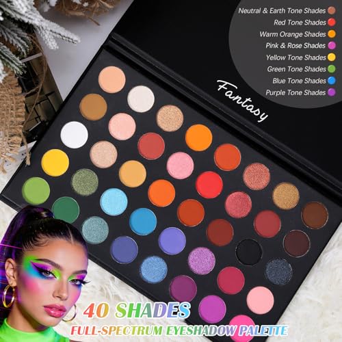 UCANBE Highly Pigmented Eye Makeup Palette, Matte Shimmer Metallic Eyeshadow Pallet Long Lasting Blendable Natural Colors Make Up Eye Shadows Cosmetics Gift Kit