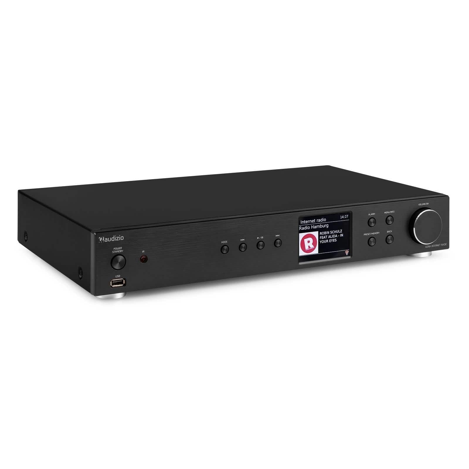 Audizio Adria - Internetradio WLAN Radio mit Bluetooth, DAB Tuner, Spotify Connect, HiFi-Tuner, Internet Radio, USB, AUX, RCA Out, Optical, Fernbedienung - Schwarz