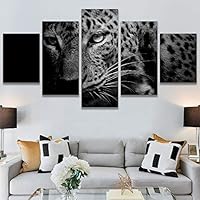 SIGNWIN 5 Panel Canvas Wall Art Modern Art Animals Dramatic Farmhouse/Country Lion Multicolor Photography Tiger for Home Decorations Ready to Hang - 60
