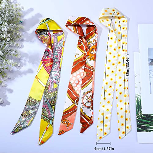 Handepo 60 Pcs Women Handbag Head Scarf for Women Hair Purse Scarf Handle Ribbon Satin Head Neckerchief Silk Headband2