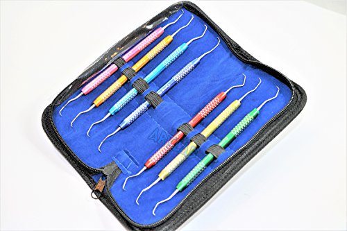 7PC Gracey Curette Scaler Multicolor Periodontal Dental Instruments (CYNAMED)