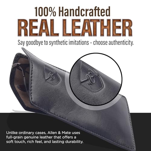 Image of ALLEN & MATE 100% Leather Slim Glasses Case for Reading and Computer Glasses for Men & Women