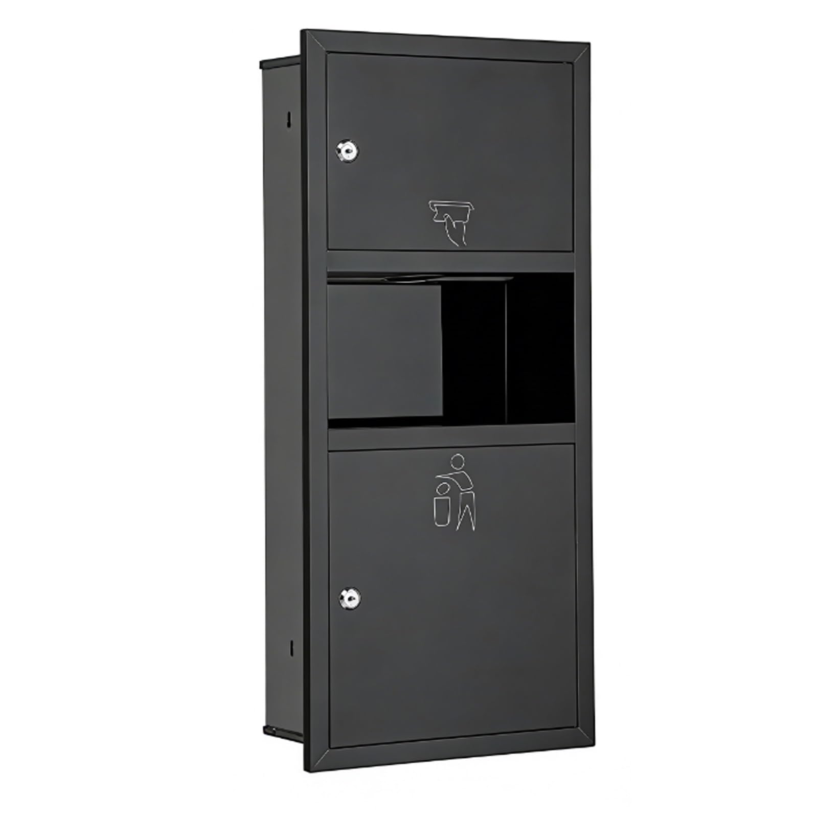 Papierhandtuchspender, Einbauspender, Edelstahl, große Kapazität für gewerbliche Toiletten, abschließbarer Schrank, ideal für Badezimmer