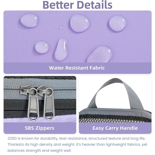 Image of BAGAIL 4 Set /6 Set /8 Set Compression Packing Cubes Travel Accessories Expandable Packing Organizers (Half Mesh, 6-Lavender)