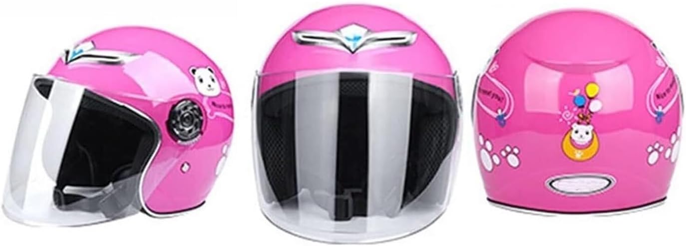 Summer Lightweight Kids Electric Motorcycle Helmet, DOT Approved Kids Motorbike 3/4 Half Helmet with Visor, Youth & Child Fashion Open Face Helmets, Light Moped ATV Cute Helmet