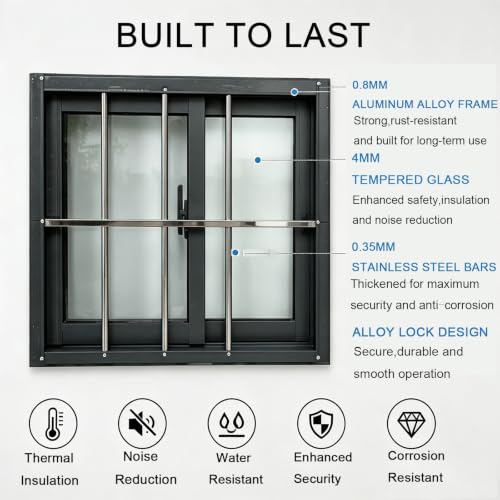 Ventana para cuarto de servicio y cobertizo con marco de aluminio 4