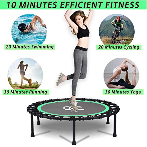 Cke Rebounders 40 Inch Mini Trampoline For Adults Kids, Foldable Mini Fitness Trampoline With Safety Anti-Skid Pads Stable Exercise Trampoline For Kids Men Women Indoor Outdoor Workout (Light Green) #TOP6