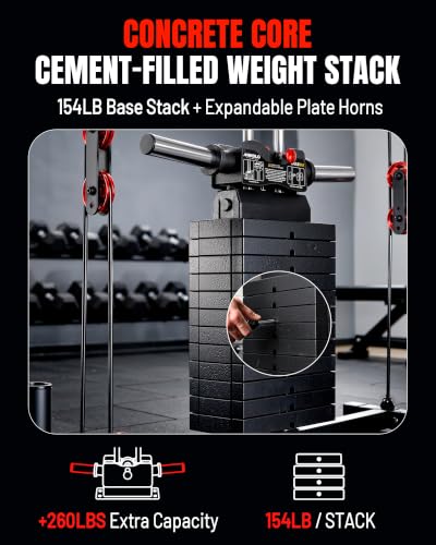 Image of Mikolo K6 2.0 Power Cage, Power Rack with Cable Crossover System, 2000LBS Squat Rack with LAT Pull Down System, Functional Trainer with Aluminum Pulley System for Home Gym