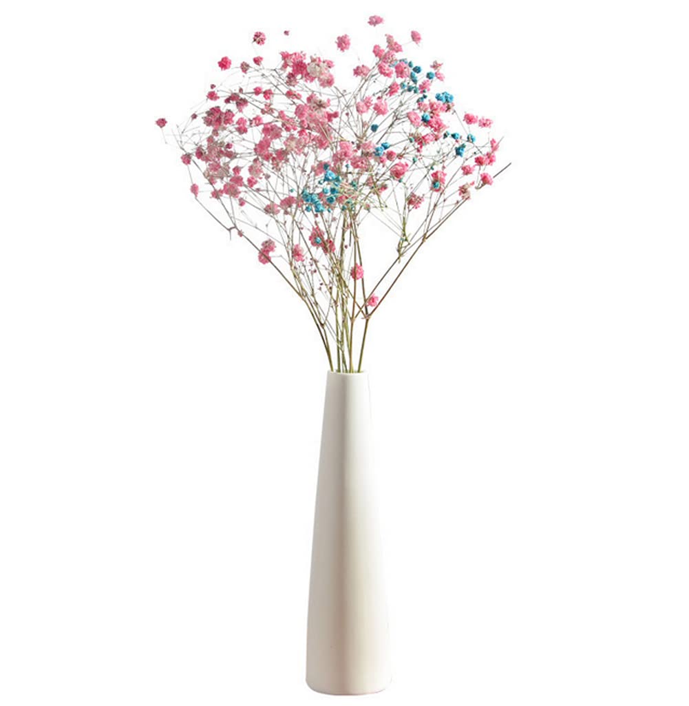 Jarrón de cristal cónico de 22 cm de alto, color blanco, jarrón decorativo floral, jarrón cónico de mesa, pequeño jarrón de cuello estrecho para el hogar, mesa de boda, dormitorio, sala de estar,