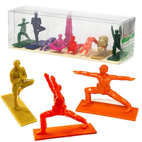 Yoga Joes Series 1 Rainbow Toy Soldiers, Set of 9 Army Men Yoga Pose Figurines - Decor for Desk,...
