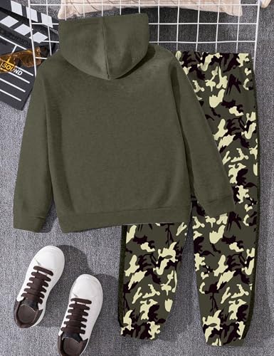Image of Boys Clothes Boy Outfits 2-Piece Long Sleeve Hoodie and Camouflage Pants Boys Fall Winter Clothes for 6-16 Years