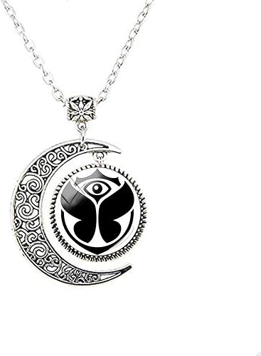 Colgante con logotipo de Tomorrowland, collar de luna de mañana del festival de música, colgante de cabujón de cristal, regalo de joyería