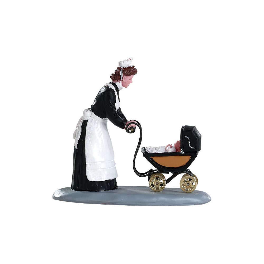 Lemax Decoration Nanny, Christmas Village Decorating Figure Victorian Pram, Baby