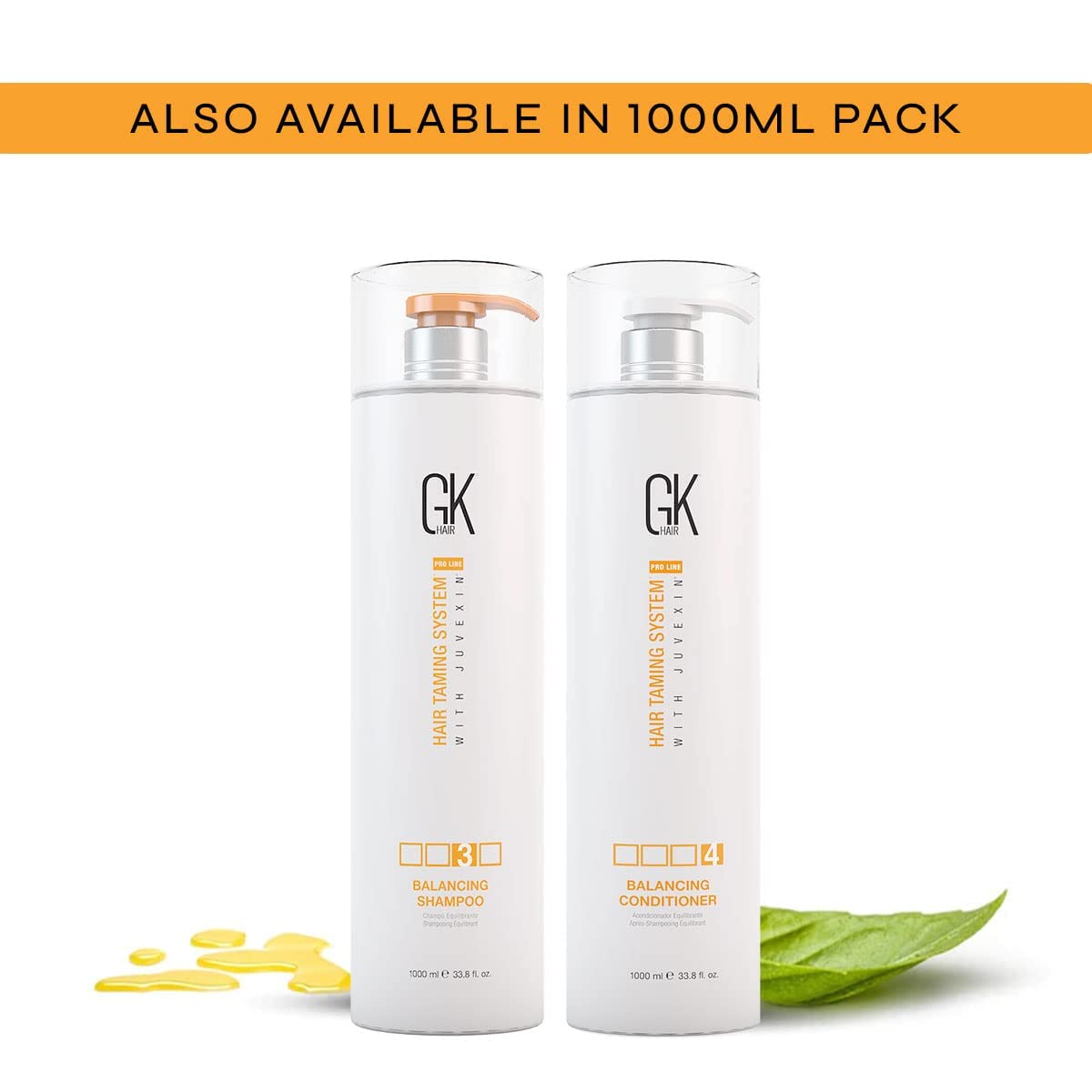 GK HAIR Szampon i odżywka Natural Balancing Combo Set z serum w 100% organicznym olejkiem do wszystkich nawilżonych, tłustych, tłustych, zniszczonych włosów