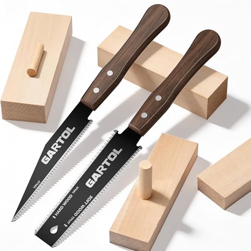 Image of GARTOL Hand Saw for Wood Cutting, 2-Piece Japanese Pull Saw with 6-Inch Flush Cut & Double-Edged SK5 Flexible Blade & Wooden Handle, Precision Woodworking Tools for DIY, Crafting, Carpentry, Trim Work
