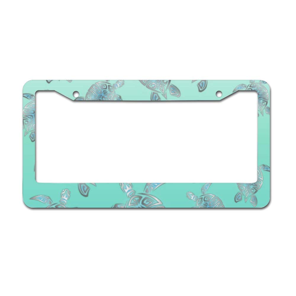 UTF4C Silver Turquoise Sea Turtles Pattern Car License Plate Frame - Chrome Metal Auto License Plate Frame Tag Holder Frame Cover - 12"X6" for Universal Cars