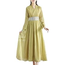 LIXINGHEITANG Spring Summer Women Belt Dress Retro Elegant Embroidery A-line Lady Party Hanfu Zen Tea Suit
