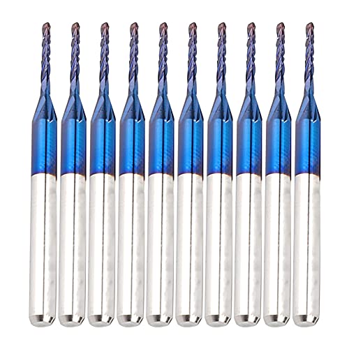 Ticfox Rivestimento blu nano Frese CNC, Fresa In Metallo Duro CNC, 10 pezzi 3,175 mm Fresa a candela in metallo duro Fresa a candela blu mais Fresa per incisione per macchine CNC PCB(1,2 mm)