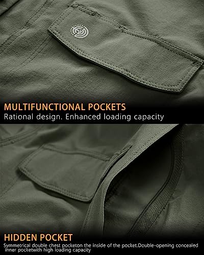 Men's Tactical Shirts Breathable Quick Dry Long Sleeve Fishing Shirt Sun Protection Outdoor Lightweight Button-Up Work Shirt4