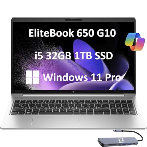 Image of HP EliteBook 650 G9 15.6 inch FHD Business Laptop (Intel 10-Core i5-1235U, 32GB RAM, 1TB PCIe SSD) IPS Anti-Glare, IST SD Card, Backlit KB, Fingerprint, Webcam, Wi-Fi 6E, Win 11 Pro - 2023