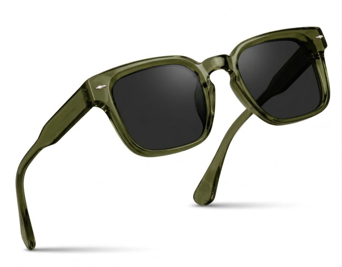 ANEMONE 100% UV Protected Sunglasses For Men And Women, Olive Frame with Black Lenses, TR90, Full Rim Goggles, Glossy Fini... - Review, Price and Buying Guide