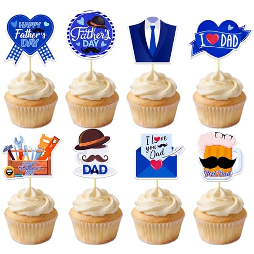 Oeyliz Happy Fathers Day Cupcake Topper 24 Pieces...
