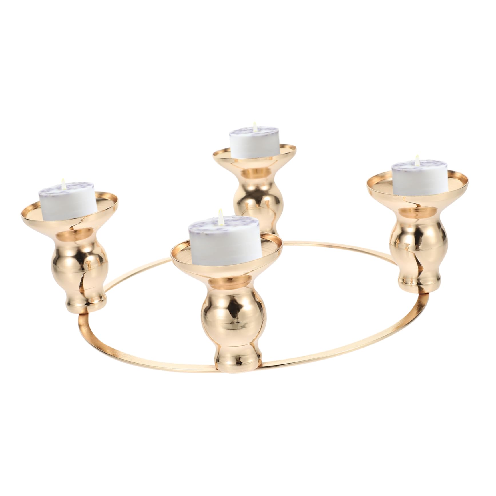 Cabilock 4 Stück Adventsleuchter Stumpenkerzenring Adventskranz Kerzenring Adventskranz Und Kerzen Stumpenkerzenhalter LED Kerzen Kerzenständer Leuchter Weihnachten Golden Eisen