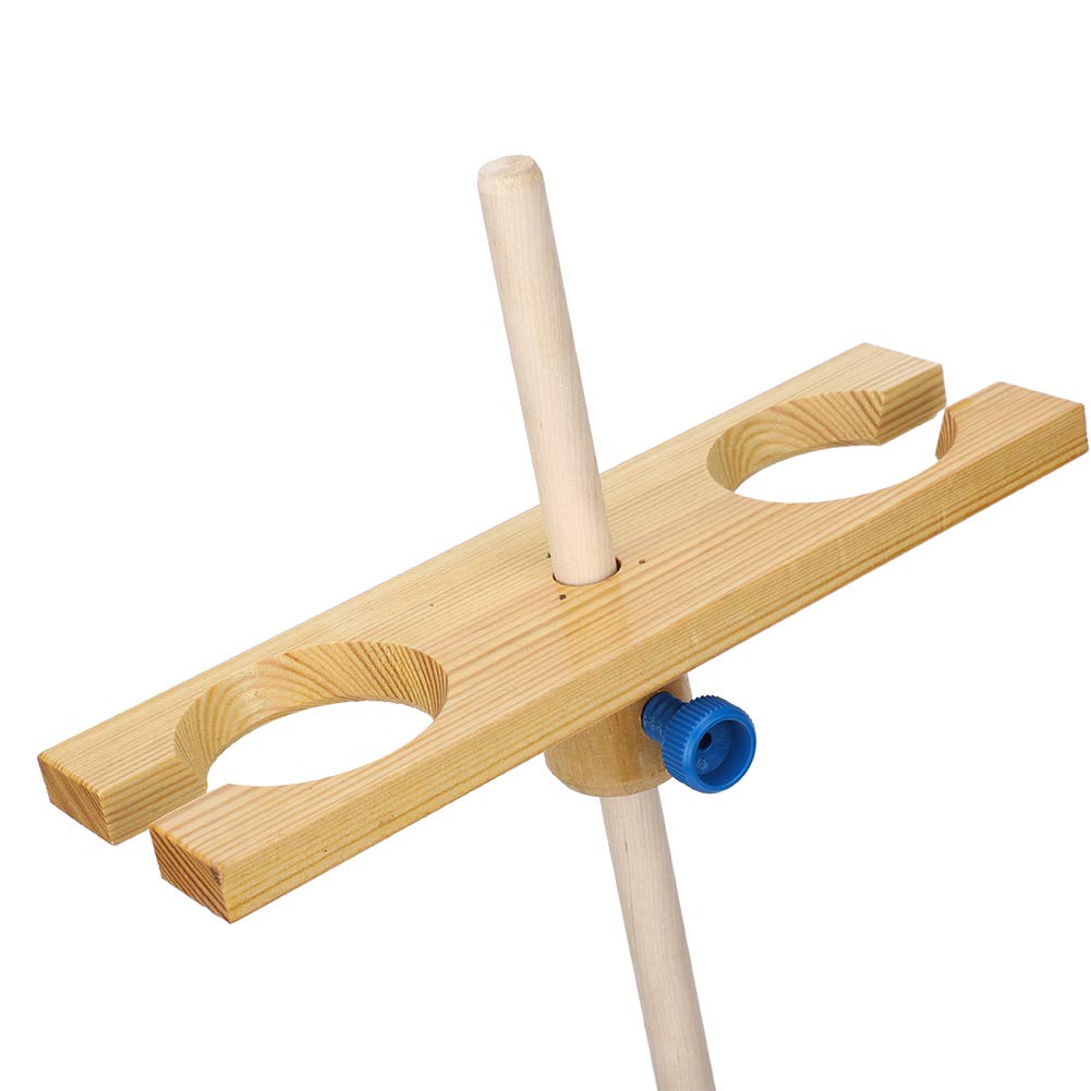 Qcwwy Support D'entonnoir en Bois à 2 Trous avec Hauteur Réglable pour 2 Entonnoirs, Bois Poli Facile à Laver Support D'entonnoir en Bois pour Laboratoire