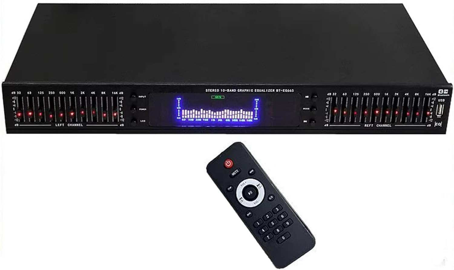 20 Band Hifi Audio Equalizer, Professional Digital Graphic Effects Tuning Equalizer, LED Spectrum Display With Built-in Bluetooth/Remote Control, Flashing Lights Display, Dynamic Rhythm, for Studio