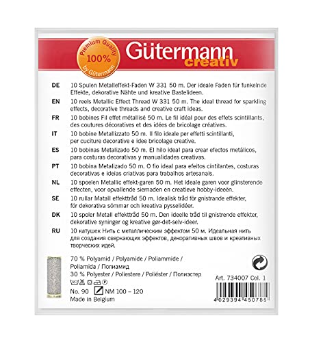 Set de hilos efecto metálico Gutermann, 10 x 50m miniatura 3