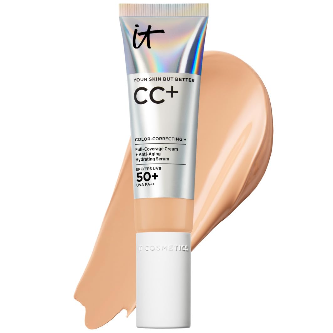 IT Cosmetics Your Skin But Better CC Cream LSF 50+, 32 ml, Hochpigmentierte Mehrzweck-Creme mit LSF 50, Getönte Anti-Aging-Tagescreme, Foundation, Concealer & Pflege in einem, Farbton Medium