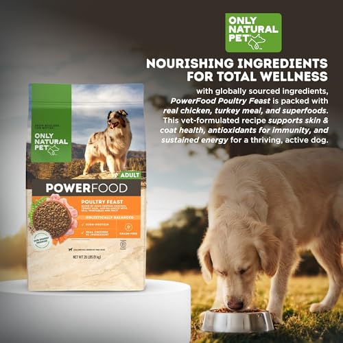 Image of Only Natural Pet Dry Dog Food Canine PowerFood Formula - Paleo Inspired Formula with No Grain, Soy, Corn, Wheat or Oats - Poultry Feast 20 lb Bag
