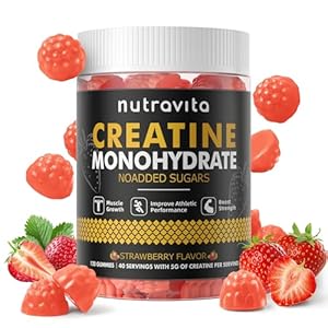 Creatine Monohydrate Gummies for Men & Women-5g of Creatine Monohydrate per Serving – Sugar Free,Vegan, Strawberry Flavor, 120 Count