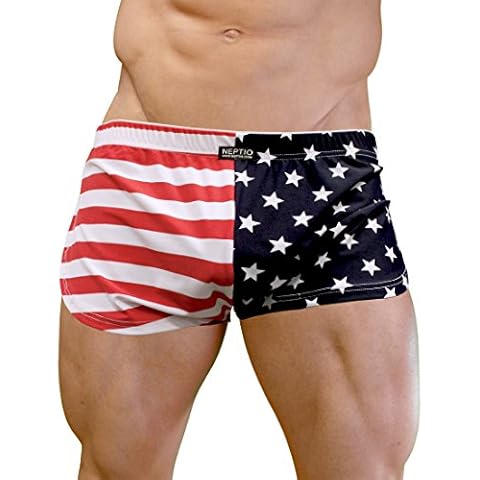 NEPTIO USA Flag Retro Athletic Side Split Short Medium Cover