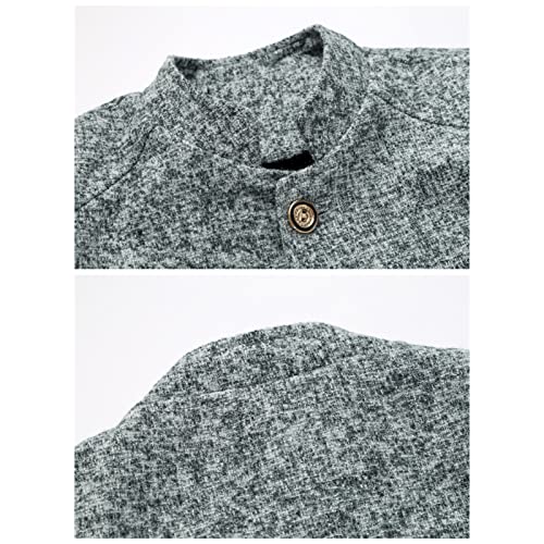 Men Stand Collar Retro Blazer Jacket Winter Solid Slim Fit Chinese Tunic Suit 5 Button Mandarin Collar Sport Coat4