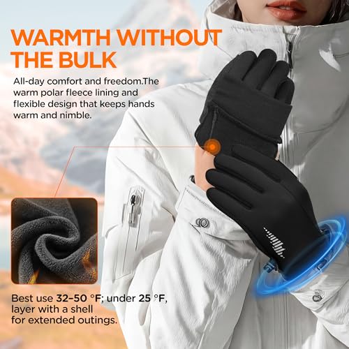 Image of rivmount Winter Gloves Women Men, Cold Weather Touch Screen Liner Glove, Windproof 3-Layers, for Running, Cycling, Biking, Hiking, Driving