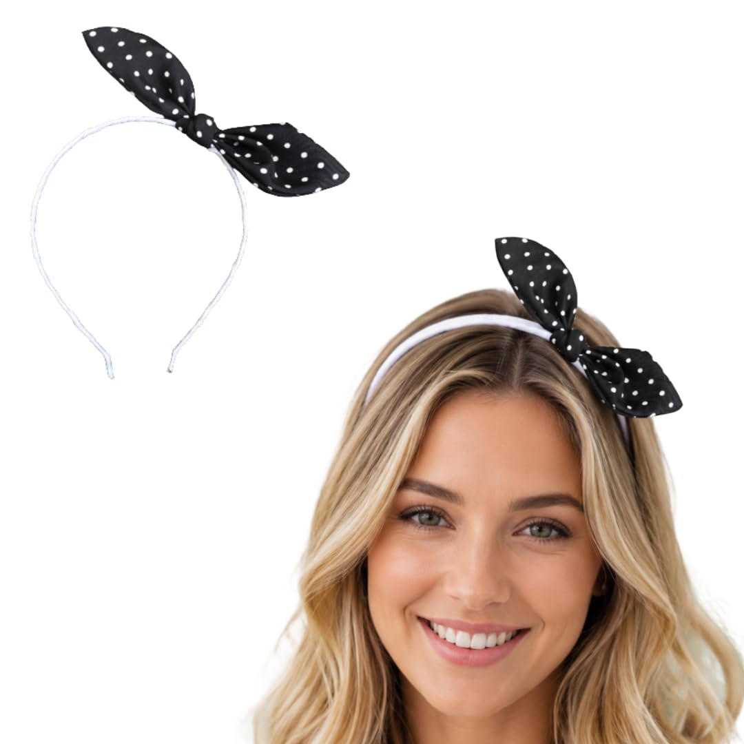 Minnie-Inspired Polka Dot Headband Hairband for Woman (1, Black)-image-23