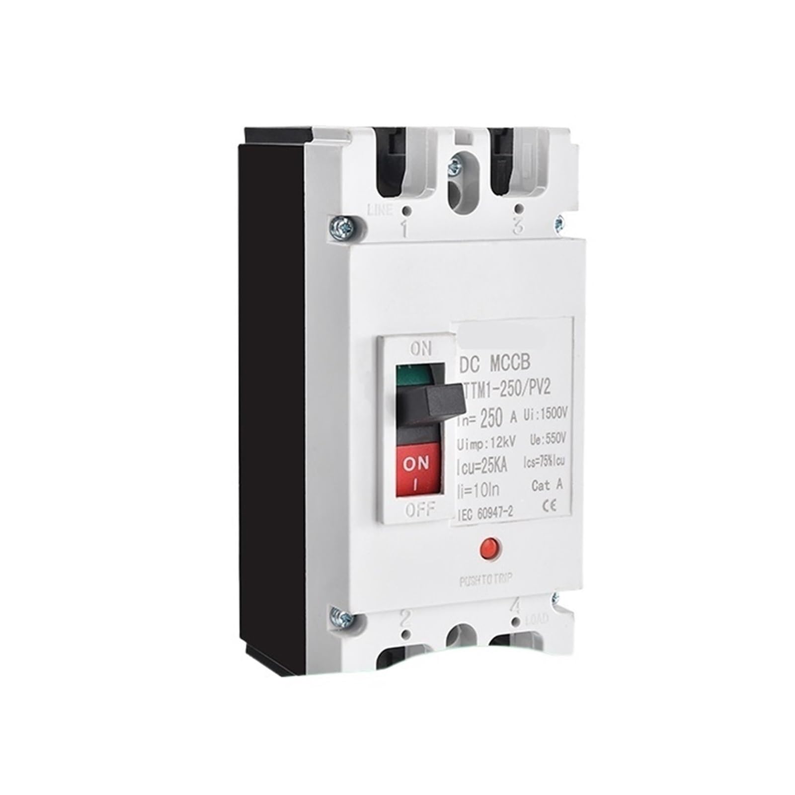 Disjoncteur 2P 160A 550VDC protège contre surcharges solaires boîtier moulé
