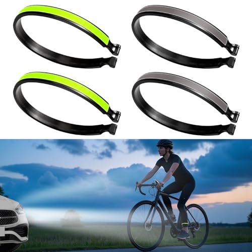 2 pares de clips de bicicleta para hombres y mujeres, accesorios de bicicleta, clips ligeros y potentes reflectantes para pantalones de bicicleta para corredores, ciclistas, bicicleta (gris, verde)