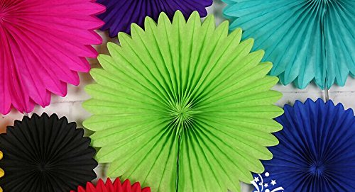 Zorpia® 10" Mini Hanging Fan, Tissue Paper Decorative Fan, Party Decorations For Weddings, Birthday Parties, Baby Showers And Nursery Decor Set Of 6 (Black) #TOP2