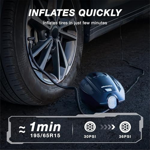 Foto de Airmoto Compresor de aire portátil MX100 - Bomba de aire de 150 PSI para neumáticos de automóvil - Compresor de aire de 12 V CC para automóvil, motocicleta, bicicleta, inflador de neumáticos portátil (imagen 3)