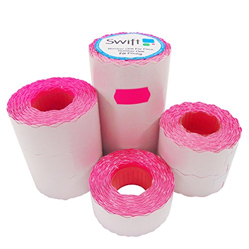 Swift 26 x 12 mm etiquetas de pistola de precio Rosado 10 Rollos 10,000 Labels