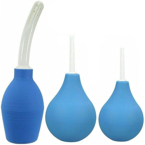 Honeypleasures Trio Anal Douche Set 3 fl oz, 7 fl oz & 10.48 fl oz for Rectal Douching, Bulb Enema Colon Cleansing (Blue)