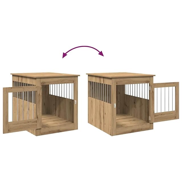 Foto 4 de 8 de vidaXL Jaula para Perros Mueble Madera contrachapada Roble Artesanal