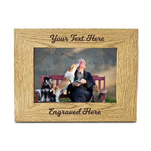 Personalised Photo Frame Laser Engraved Wood Frame 7'x 5' Wooden Picture Photo Frame Custom Any Text Gift for Grandpa Grandma Thank you Teacher Graduation Nanny Grandad Christmas (Design 02 Landscape)