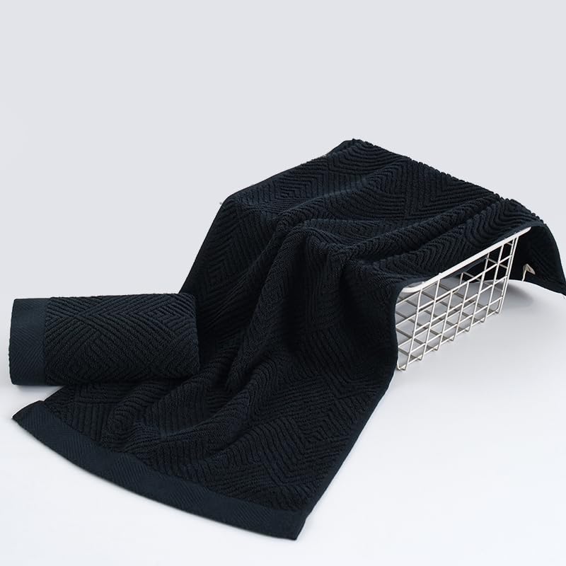 sense gnosis Super Soft Black Hand Towels Terry Striped Weave Pattern Ultra Absorbent 100% Cotton Towel for Bathroom(13 X 29 Inch) - Image 2