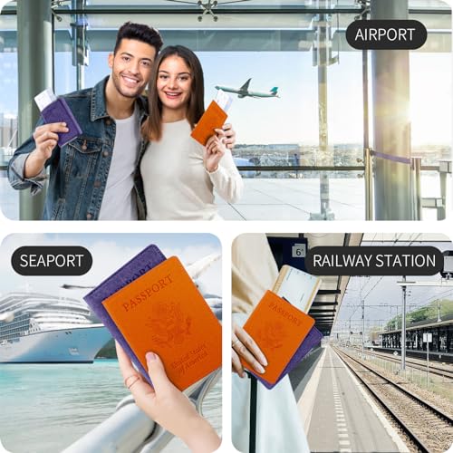 Image of Vaccination Passport Holder, Orange&DarkBlue, 5.6 x 4 inches, 2pack